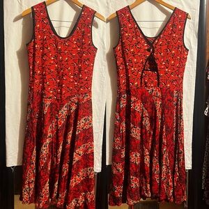 80s Carole Little Print Mixing Midi Dress